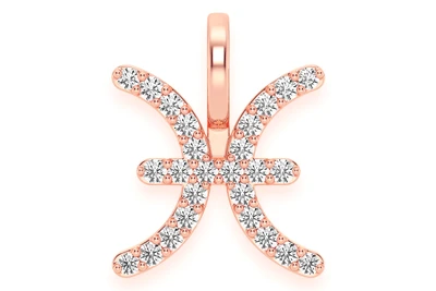 Pisces Zodiac Pendant 14k   