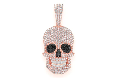Baguette Teeth Skull Pendant 14k   