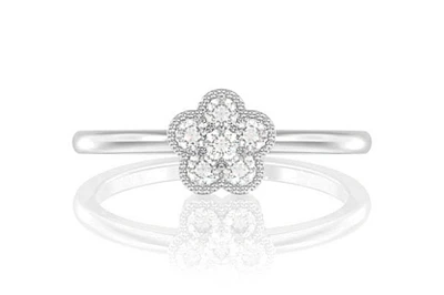 Diamond Milgrain Clover Engagement Ring - All Natural - 0.25ctw