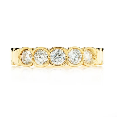 5 Stone Bezel Ring 14k   