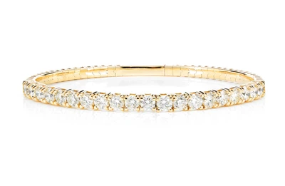 22pt Prong Set Diamond Flex Bangle Bracelet 14k Solid Gold 5.00ctw
