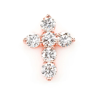 25pt Hidden Bail Cross Pendant 14k Solid Gold 1.45ctw