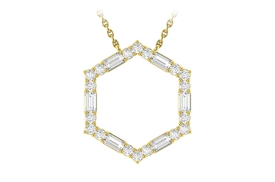 Hexagon Baguette Pendant 14k   