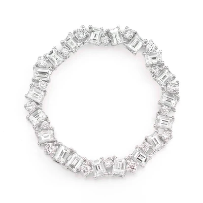 Jagged Baguette Circle Pendant 14k   