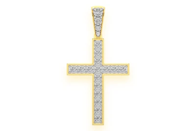 Miracle Set Cross Diamond Pendant 14k Solid Gold 0.35ctw