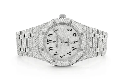 Custom Audemars Piguet Royal Oak Steel - 23.50ctw Fully Iced Out