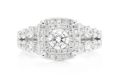 Double Halo Split - Diamond Engagement Ring - All Natural