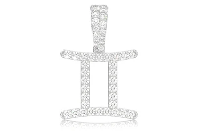 Gemini Zodiac Diamond Pendant 14k Solid Gold 0.75ctw