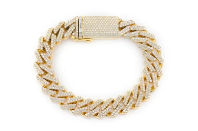 14MM Raised Miami Cuban Diamond Bracelet 14k Solid Gold 11.25ctw