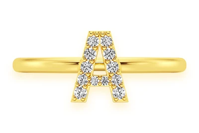 Alphabet Letter Diamond Ring 14k Solid Gold 0.20ctw