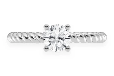 0.50ct Round Solitaire - Twist Band - Diamond Engagement Ring - All Natural