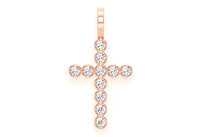 Bezel Cross Pendant 14k   