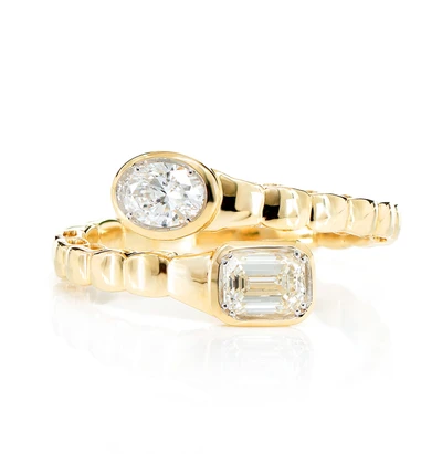 Oval Baguette Bypass Ring 14k   