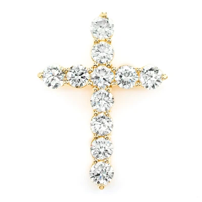 Diamond Hidden Bail Cross Pendant 14k Solid Gold 4.45ctw