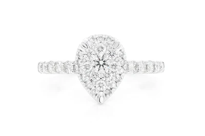 1.00ctw - Pear Cluster Halo - Diamond Engagement Ring - All Natural