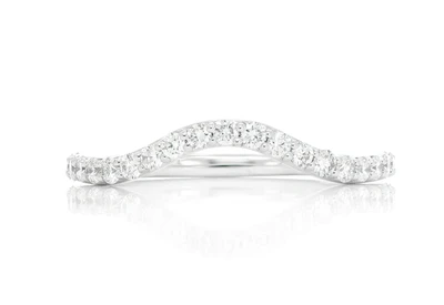 Pitch B Curved Diamond Band 14k Solid Gold 0.40ctw