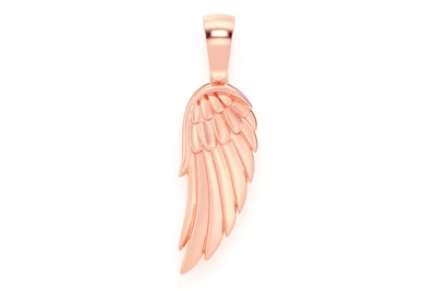 Solid Angel Wing Pendant 14k   