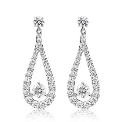 Round Solitaire Teardrop Dangle Earrings 14k Solid Gold 1.80ctw