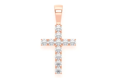 One Row Basket Cross Pendant 14k   