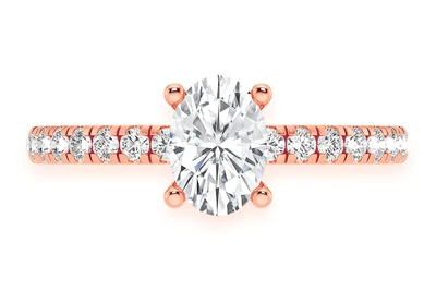 Oval Solitaire One Row Under Halo Ring 14k   