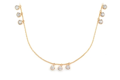 Triple Bezel Diamond Drop Station Necklace 14k Solid Gold 0.65ctw