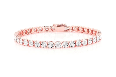 12pt Miracle Set Diamond Tennis Bracelet 14k Solid Gold 4.15ctw