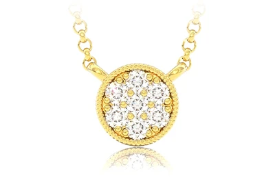 Round Diamond Disc Pendant 14k Solid Gold 0.10ctw