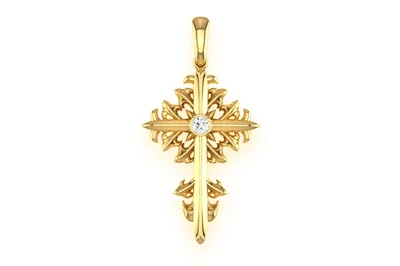 Filigree Cross 14k Solid Gold 0.02ctw