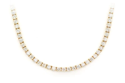 5pt Prong Set Diamond Tennis Necklace 14k Solid Gold 11.00ctw