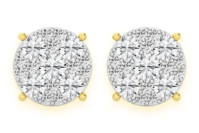 4.00ctw Mosaic Stud Diamond Earrings 14k Solid Gold