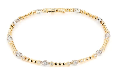 Beaded And Diamond Deco Milgrain Bracelet 0.60ctw 14k Solid Gold