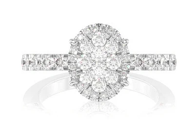 Oval Cluster Halo Ring 14k   