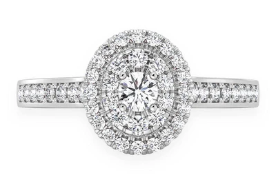 .50ctw - Three Layer Oval - Diamond Engagement Ring - All Natural