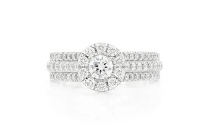 1.10ctw - Three Row Round Halo - Diamond Engagement Ring - All Natural