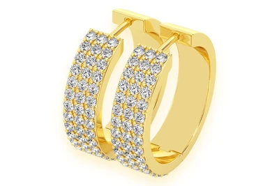 Extra Large Three Row Huggie Hoop Earrings 14k   