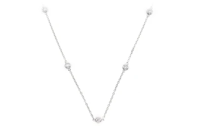 Round Bezel Set Diamond Necklace Connected 14k Solid Gold 0.85ctw