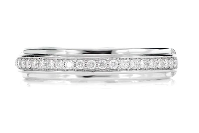 Single Row Border Diamond Band Ring 14k Solid Gold 0.15ctw