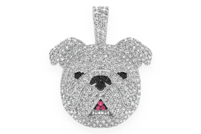 Bulldog Diamond Pendant 14k Solid Gold 1.55ctw
