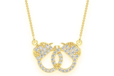 Infinity Handcuffs Diamond Necklace Connected 14k Solid Gold 0.15ctw