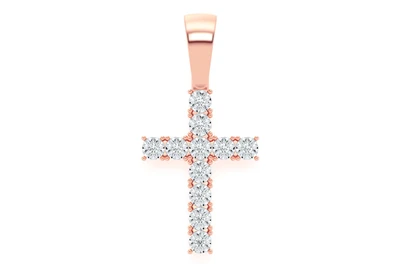 Miracle Set Cross Diamond Pendant 14k Solid Gold 0.15ctw