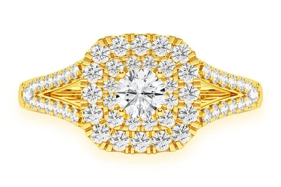 0.75ctw - Cushion Double Halo Ring - Diamond Engagement Ring - All Natural