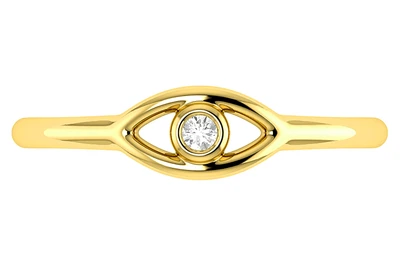 Evil Eye Ring 14k Solid Gold 0.05ctw 