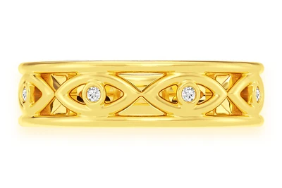 Evil Eye Diamond Ring 14k Solid Gold 0.05ctw