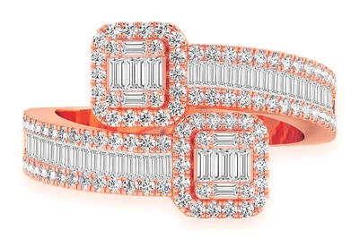 Border Baguette Crossover Ring 14k   