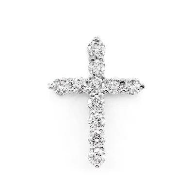 Hidden Bail Diamond Cross Pendant 14k Solid Gold 0.75ctw