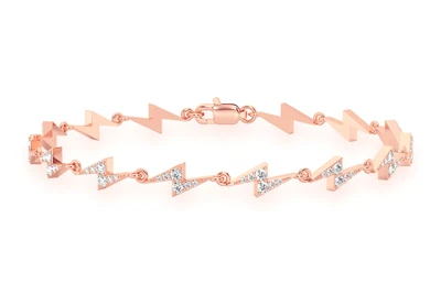 Lightning Bolt Eternity Diamond Bracelet 14k Solid Gold 1.25ctw