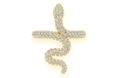 Wrapped Snake Diamond Ring 14k Solid Gold 2.00ctw