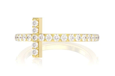Cross Diamond Ring 14k Solid Gold 0.50ctw