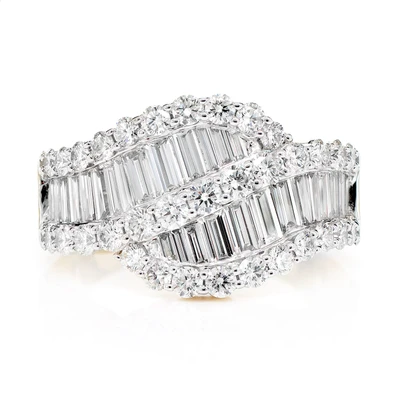 Baguette Wave Ring 14k   