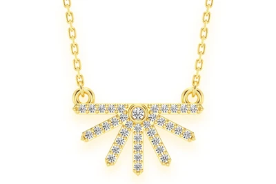 Half Geometric Sun Pendant Pendant 14k Yellow Gold 0.14ctw